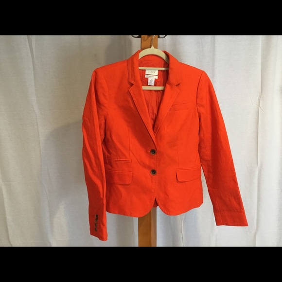 J. Crew Jackets & Blazers - J Crew orange linen Schoolboy blazer sz 8